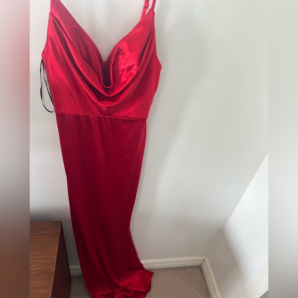 Red Cowl Neck Sleeveless Maxi Gown